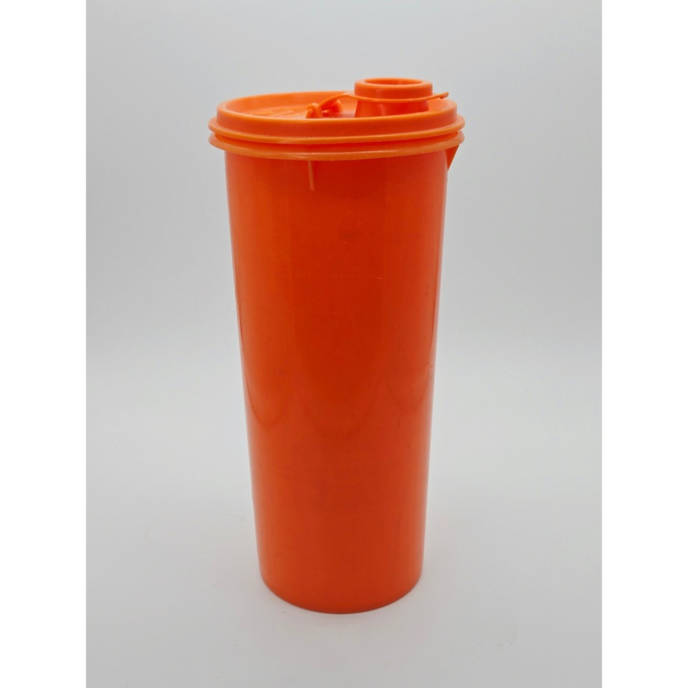 Vintage Tupperware Orange Tall Canister 262-5 with Flip Top Lid 603-3 8.5in